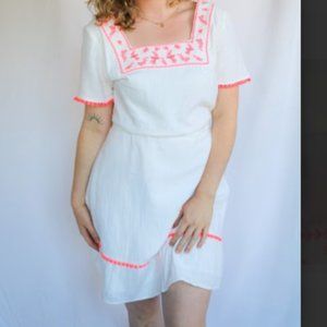 Boden Womens Bernadette Embroidered White Dress - Size 10